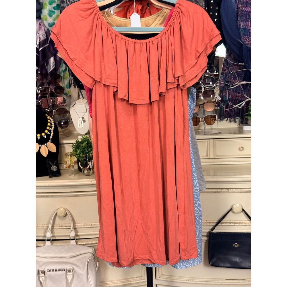 Solemio Coral Ruffle Swing Dress ๐๐บ - Picture 2 of 3
